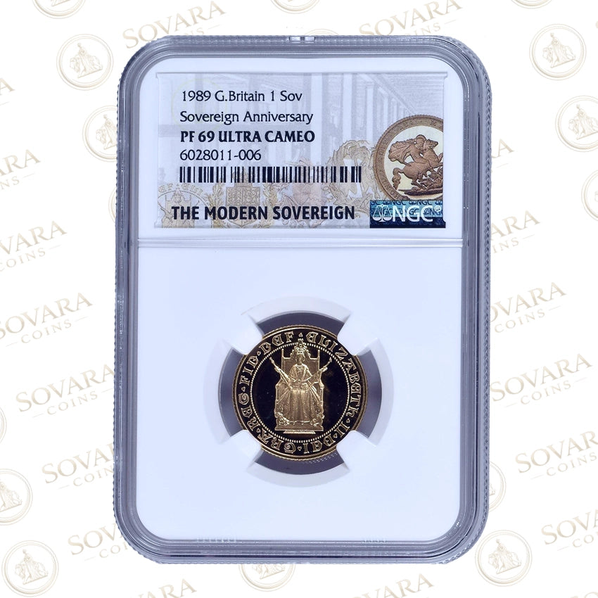 1989 gold proof sovereign PF69 Ultra Cameo NGC slab