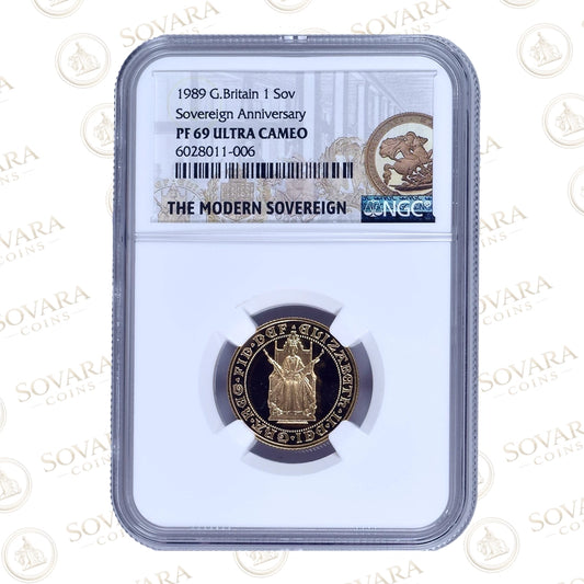 1989 gold proof sovereign PF69 Ultra Cameo NGC slab