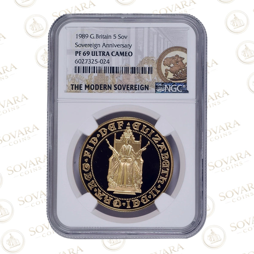 1989 Gold Proof Quintuple Sovereign PF69 NGC graded coin