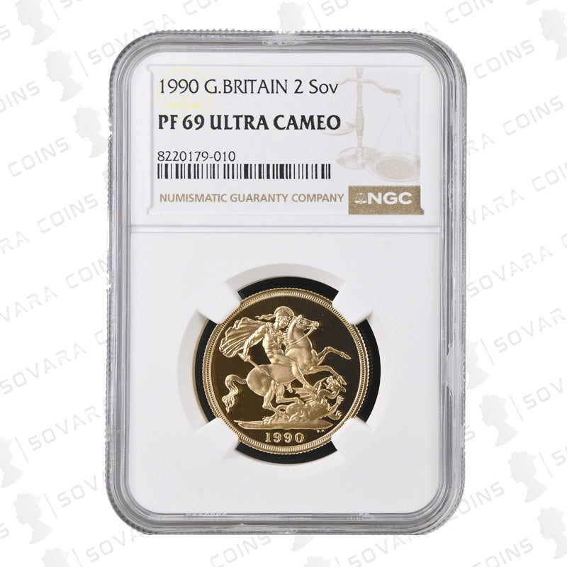 1990 Gold Proof Double Sovereign £2 Coin NGC PF69 Ultra Cameo