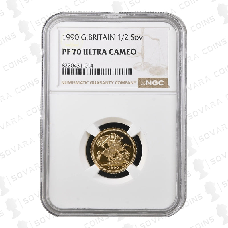 1990 Gold Proof Half Sovereign graded NGC PF70 Ultra Cameo featuring St George and the Dragon