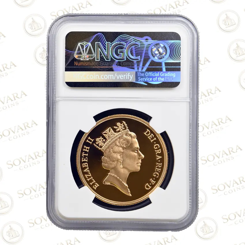 1991 Five Sovereign Piece Reverse Classic Benedetto Pistrucci St George Design NGC PF70