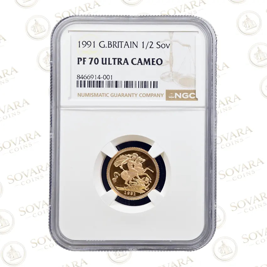 1991 Gold Proof Half Sovereign NGC PF70 Ultra Cameo Top Pop 1 of 69