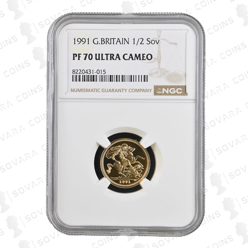 1991 Gold Proof Half Sovereign graded NGC PF70 Ultra Cameo featuring St George and the Dragon