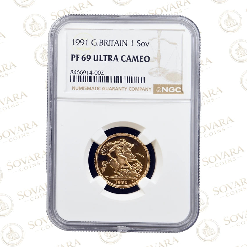 1991 Gold Proof Sovereign NGC PF69 Ultra Cameo Select Grade Valu
