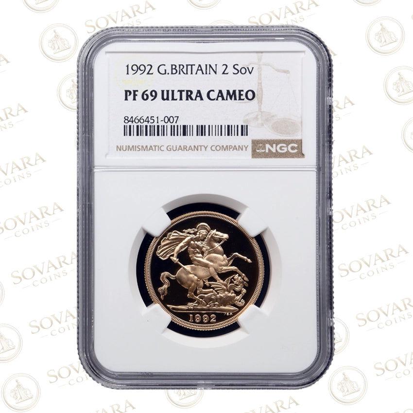 1992 Gold Proof Double Sovereign PF69 Ultra Cameo NGC graded British gold coin