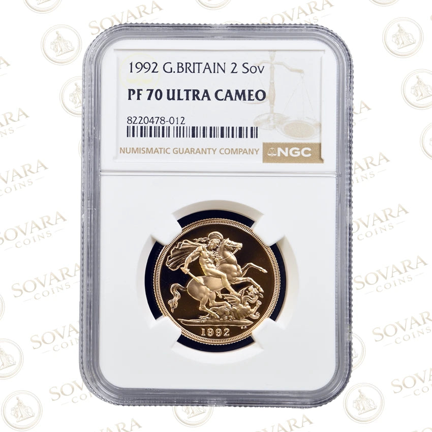1992 Gold Proof Double Sovereign PF70 Ultra Cameo - The Royal Mint