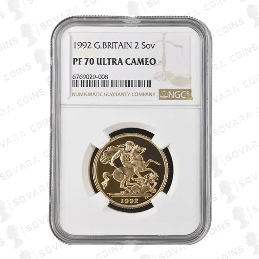 1992 Gold Proof Double Sovereign PF70 Ultra Cameo - The Royal Mint