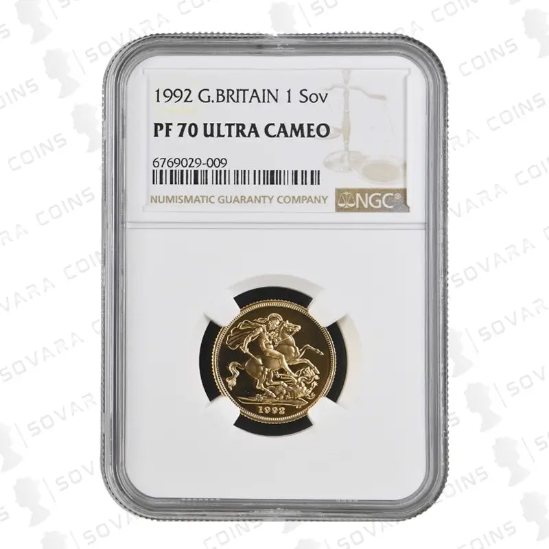 1992 Gold Proof Full Sovereign PF70 Ultra Cameo - The Royal Mint