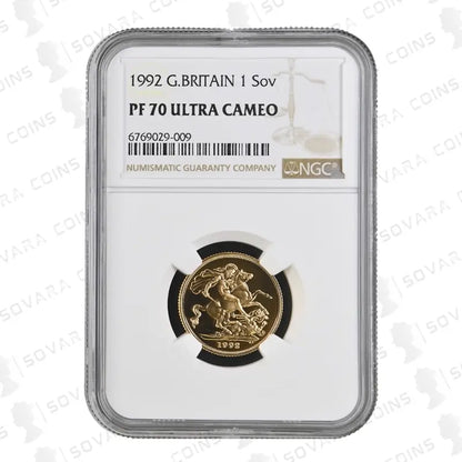 1992 Gold Proof Full Sovereign PF70 Ultra Cameo - The Royal Mint