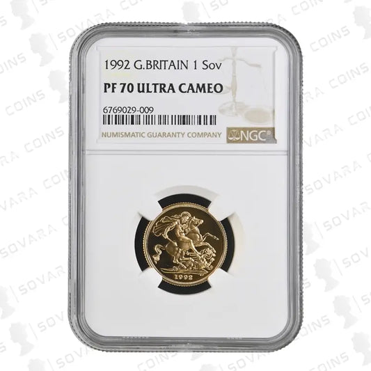 1992 Gold Proof Full Sovereign PF70 Ultra Cameo - The Royal Mint