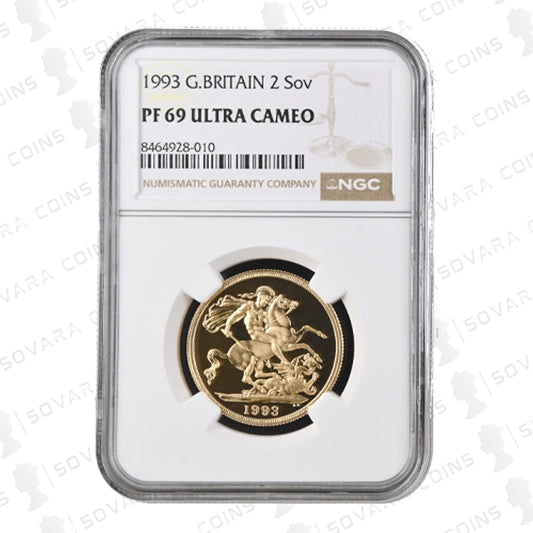 1993 Gold Proof Double Sovereign graded PF69 Ultra Cameo by NGC