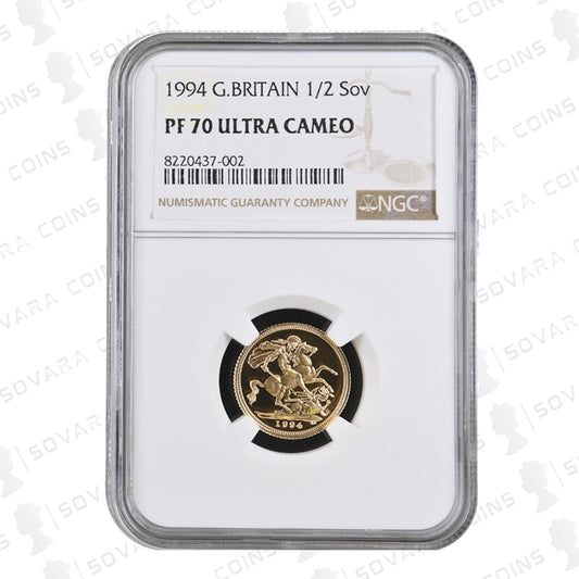 1994 Gold proof coin in NGC holder with certification label on a white background