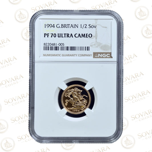 1994 Gold Proof Half Sovereign PF70 Ultra Cameo NGC graded Elizabeth II