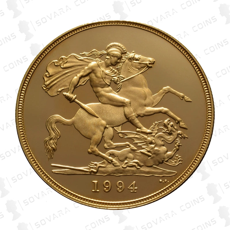 Reverse of 1994 Gold Proof Sovereigns – Five Pound to Half Sovereign