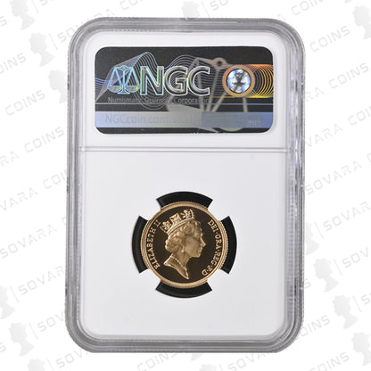 Gold coin in NGC holder with NGC logo on a white background
