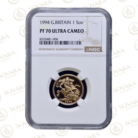 1994 Gold Proof Sovereign PF70 Ultra Cameo NGC graded Elizabeth II