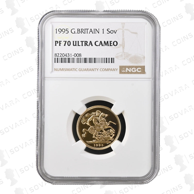 1995 Gold Proof Full Sovereign graded NGC PF70 Ultra Cameo featuring St George and the Dragon