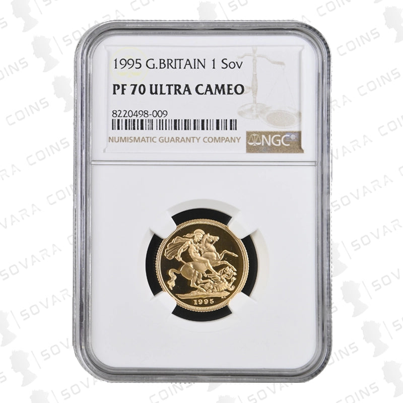 1995 Gold Proof Sovereign graded PF70 Ultra Cameo by NGC