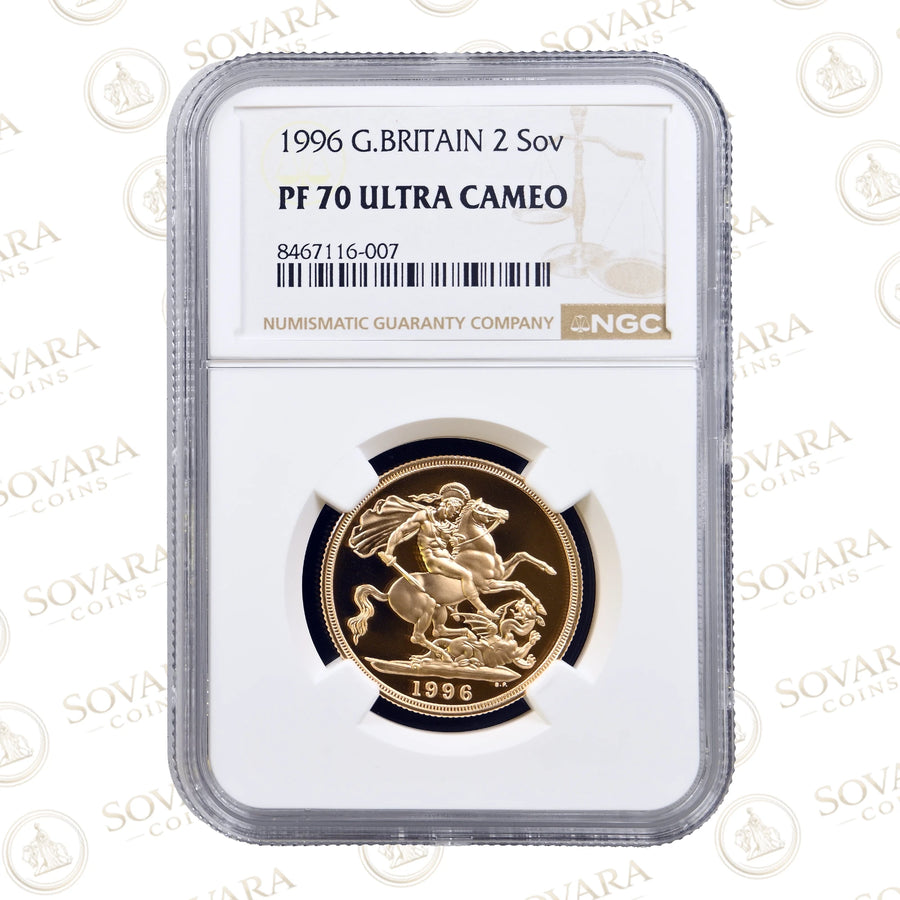 1996 Gold Proof Double Sovereign Two Pound Piece NGC PF70 Ultra Cameo Top Pop 1 of 34