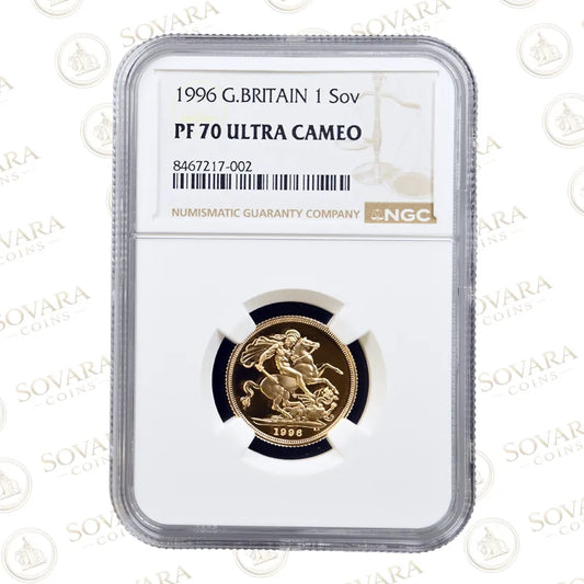1996 Gold Proof Sovereign Full Sovereign NGC PF70 Ultra Cameo Top Pop One of 80
