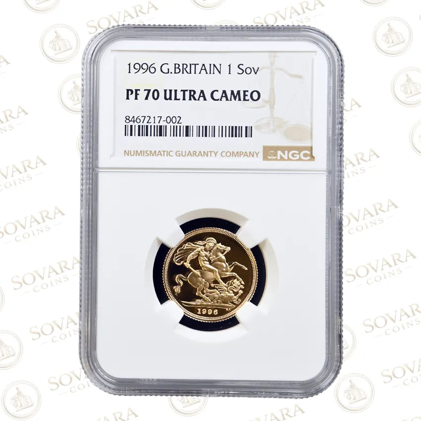 1996 Gold Proof Sovereign Full Sovereign NGC PF70 Ultra Cameo Top Pop One of 80