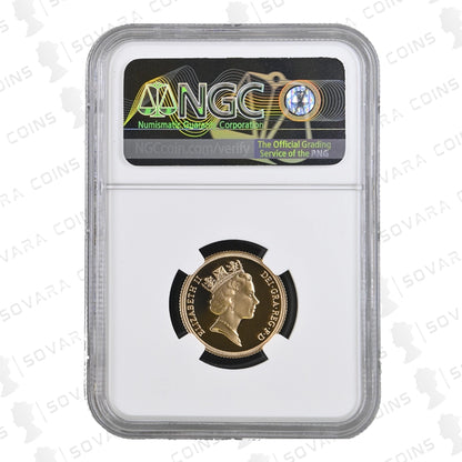 Gold coin in NGC holder with visible branding on a white background