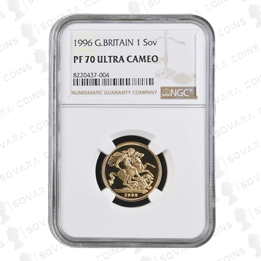 1996 Gold Proof Sovereign graded PF70 Ultra Cameo by NGC