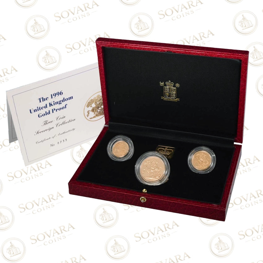 1996 sovereign three coin gold proof set Royal Mint box