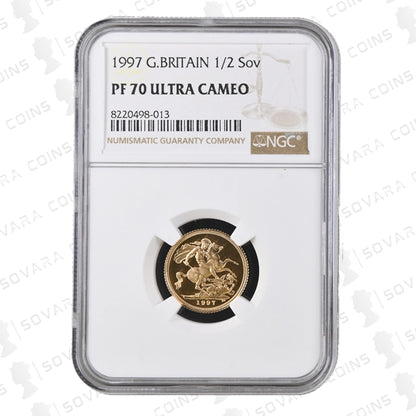 1997 Gold Proof Half Sovereign graded PF70 Ultra Cameo by NGC