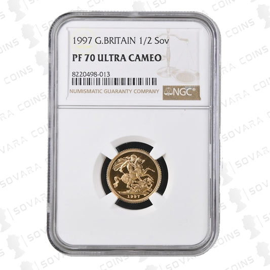 1997 Gold Proof Half Sovereign graded PF70 Ultra Cameo by NGC