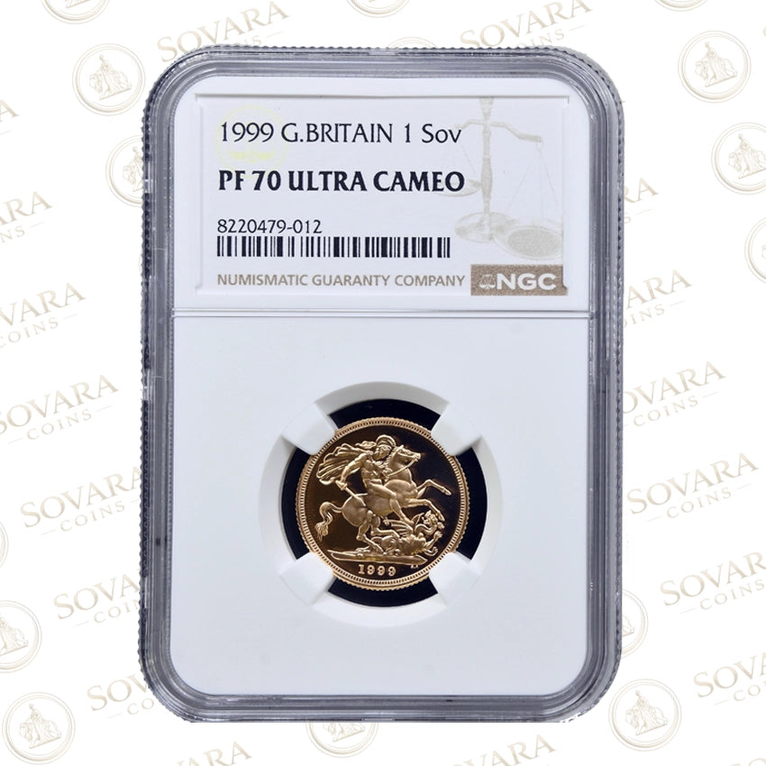 1999 Gold Proof Full Sovereign PF70 Ultra Cameo NGC graded Elizabeth II