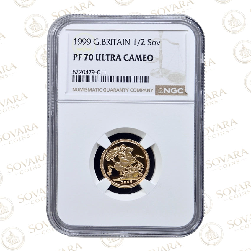 1999 Gold Proof Half Sovereign PF70 Ultra Cameo NGC graded Elizabeth II