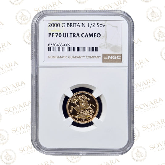 2000 Gold Proof Half Sovereign PF70 Ultra Cameo NGC graded coin