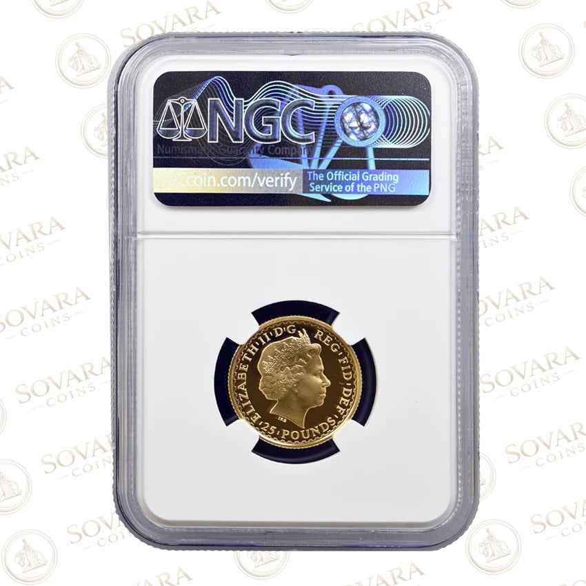 2001 Britannia and the Lion gold proof coin obverse - Ian Rank-Broadley portrait Queen Elizabeth II