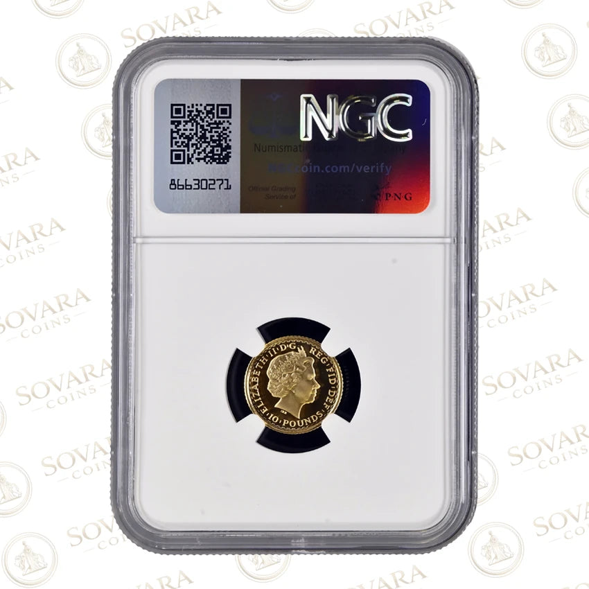 2001 Britannia and the Lion gold proof coin obverse - Ian Rank-Broadley portrait Queen Elizabeth II