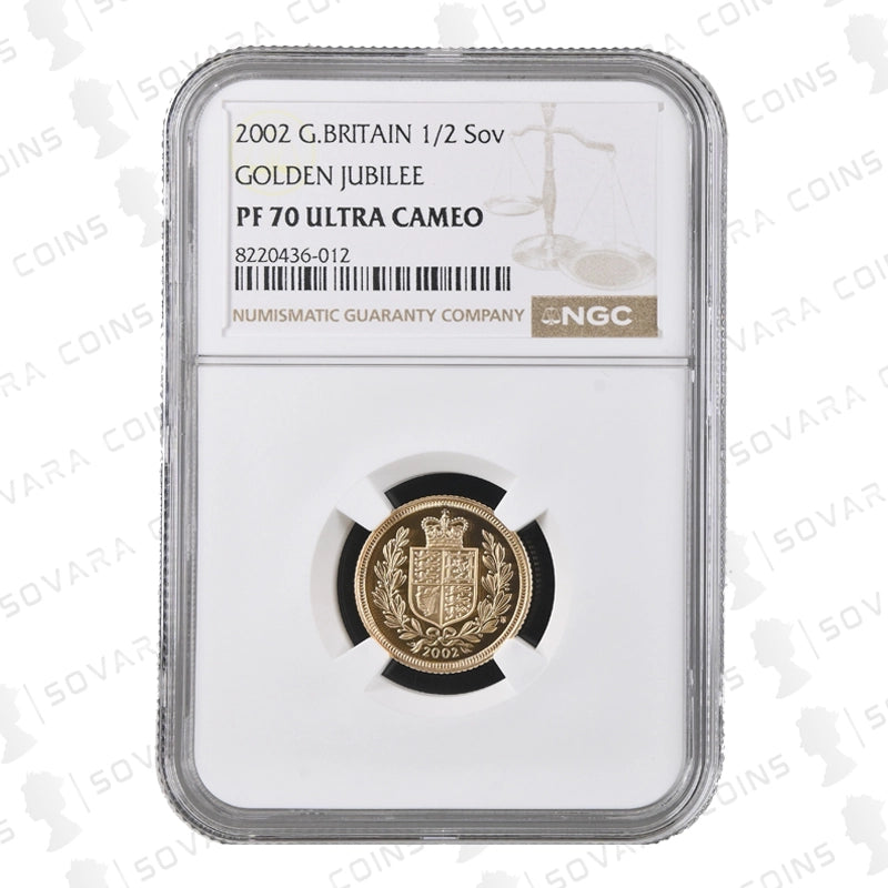2002 Gold Proof Half Sovereign – Shield of Arms reverse and Maklouf obverse