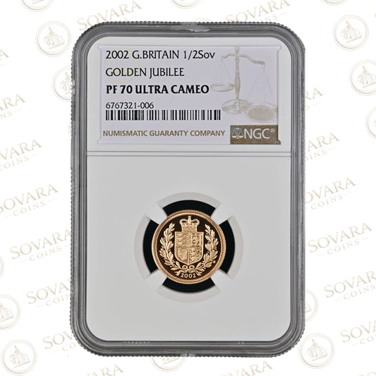 2002 gold proof half sovereign PF70 Ultra Cameo NGC slab