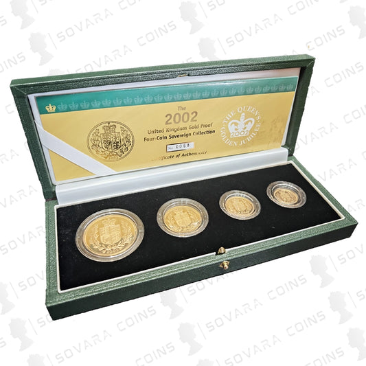 2002 Gold Proof 4-Coin Sovereign Set with Crowned Shield Reverse