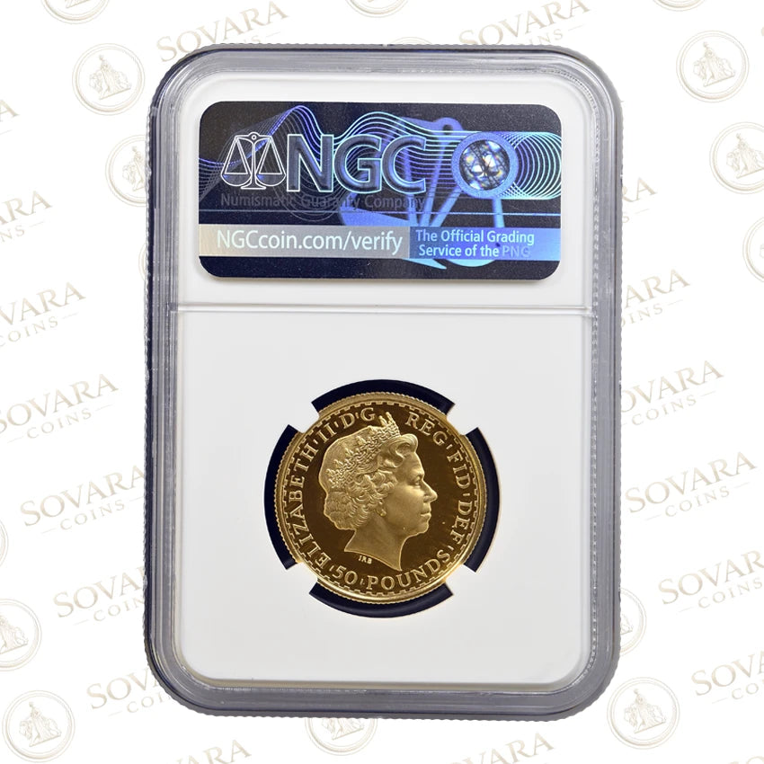 2003 Britannia Bust gold proof coin obverse - Ian Rank-Broadley portrait Queen Elizabeth II