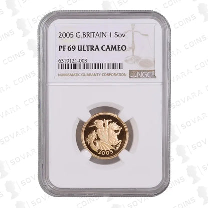 2005 Gold Proof Full Sovereign PF69 Ultra Cameo with one-year St. George design