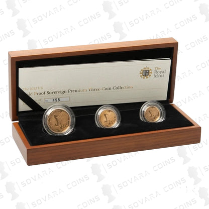 2012 Gold Proof Sovereign 3-Coin Set – Double, Full and Half Sovereign in Royal Mint case