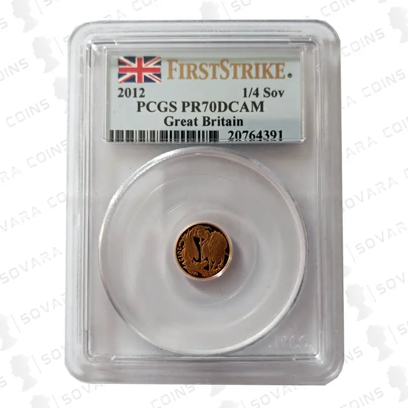 2012 Gold Proof Quarter Sovereign graded PCGS PR70 DCAM in perfect condition