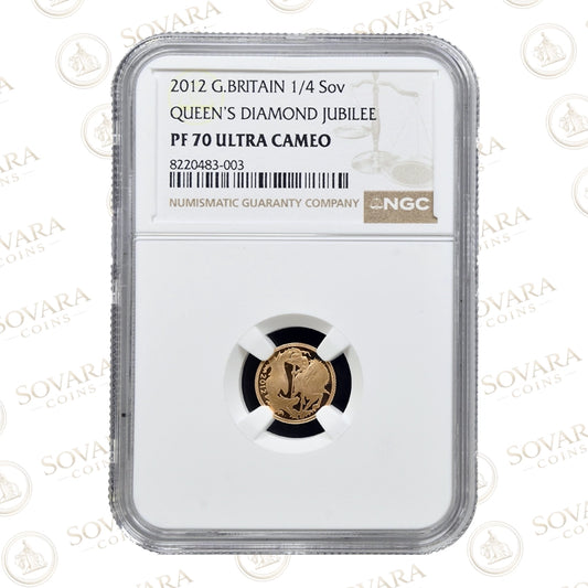 2012 Gold Proof Quarter Sovereign PF70 Ultra Cameo NGC graded coin