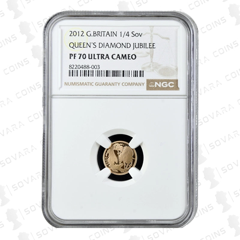 2012 Gold Proof Queen’s Diamond Jubilee Quarter Sovereign graded PF70 Ultra Cameo by NGC
