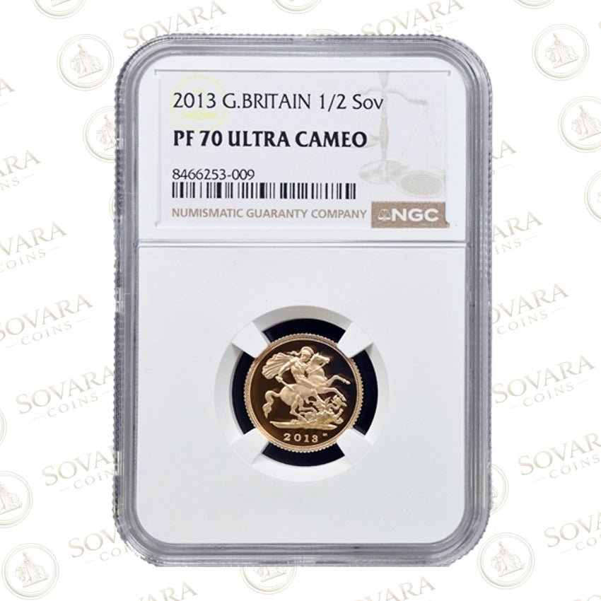 2013 Gold Proof Half Sovereign reverse – St George and the Dragon design PF70 UC