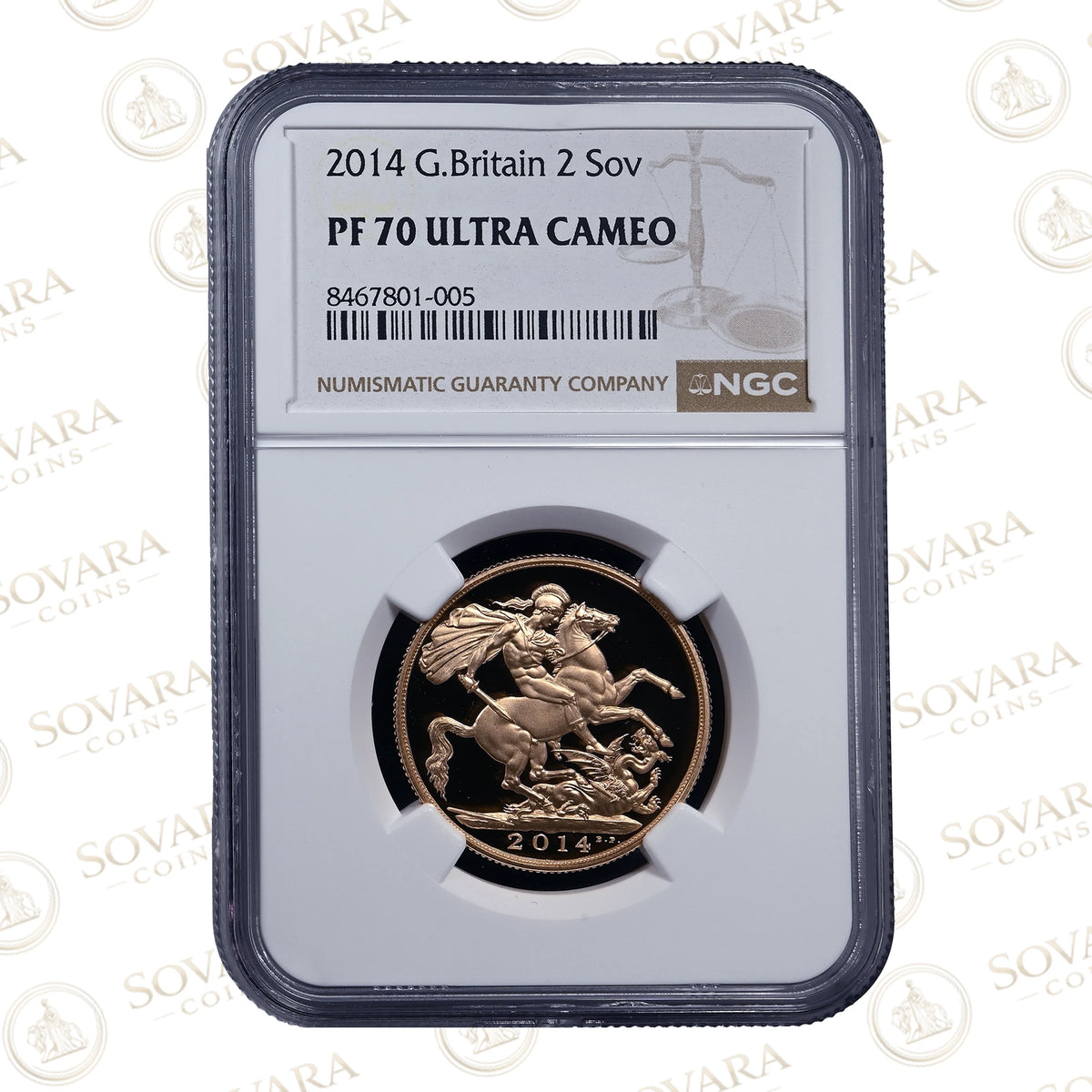 2014 Gold Proof Double Sovereign NGC PF70 Ultra Cameo graded slab