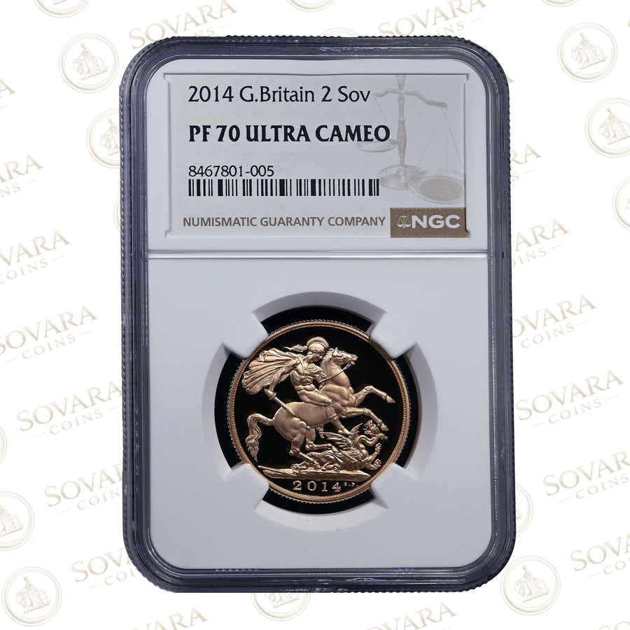 2014 Gold Proof Double Sovereign NGC PF70 Ultra Cameo graded slab