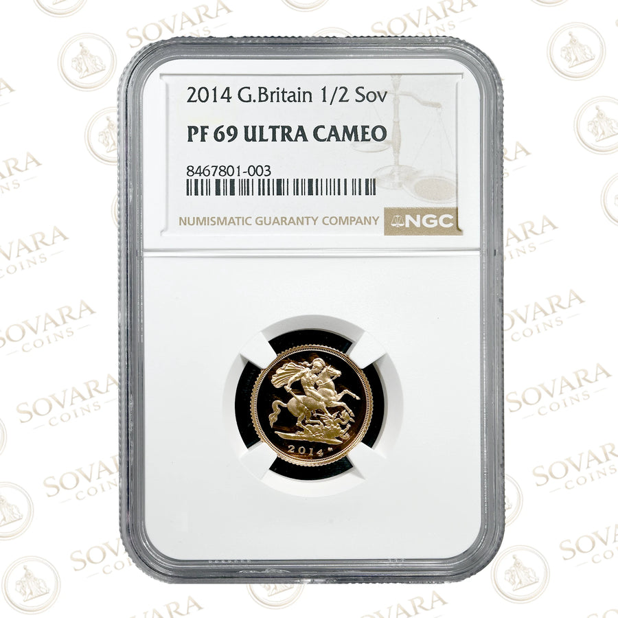 2014 Gold Proof Half Sovereign NGC PF69 Ultra Cameo graded slab