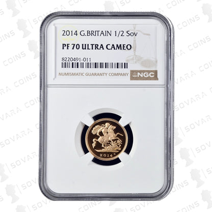 2014 Gold Proof Half Sovereign graded PF70 Ultra Cameo by NGC